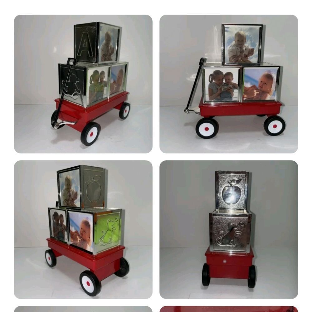 NEW Lenox red wagon photo piggy bank pictures "childhood memories" block frames